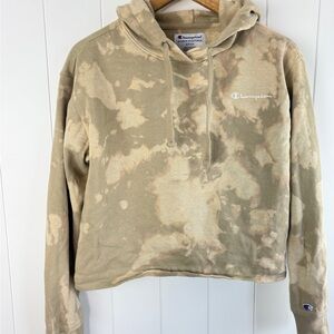 Champion Cropped Beige Tie-Dye Hoodie